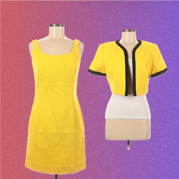 80s 90s yellow dress and shrug combo set! Very Legally Blonde/ Clueless vibes - Picture 1 of 2